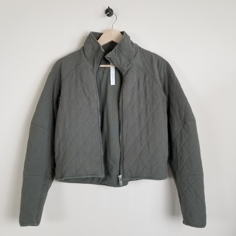 Lululemon Quilted Calm Jacket Army Green Size 4 - Picture 4 of 8